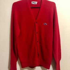 Mens RED Izod LACOSTE CARDIGAN ❤️🐊